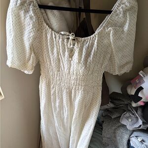 Faithfull the Brand Ivory Dress with Black Dots